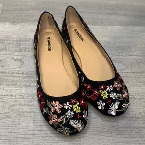 SONOMA / embroidered floral flats/ size 7